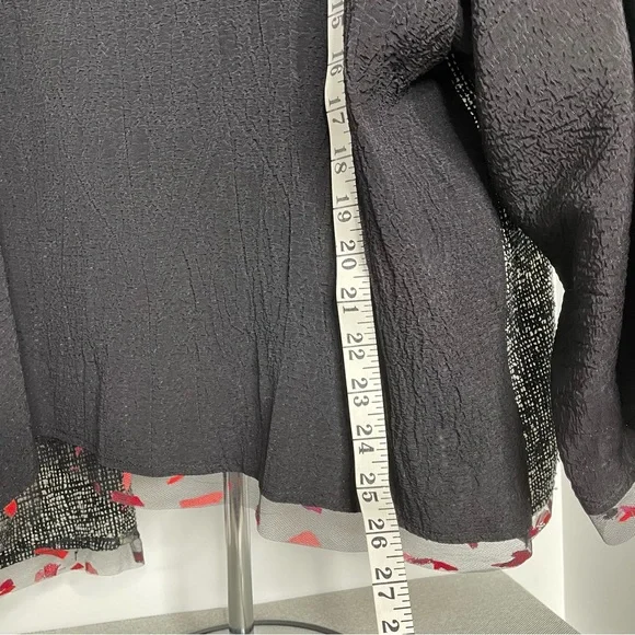 Aimee Atelier Open Waterfall Jacket Lace Trim Blk White Pattern Oversize. M/L - Picture 7 of 7